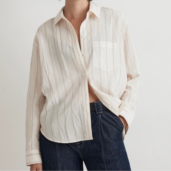 Madewell Relaxed Boyfriend Fit Striped Blouse Size XXL - Picture 1 of 5